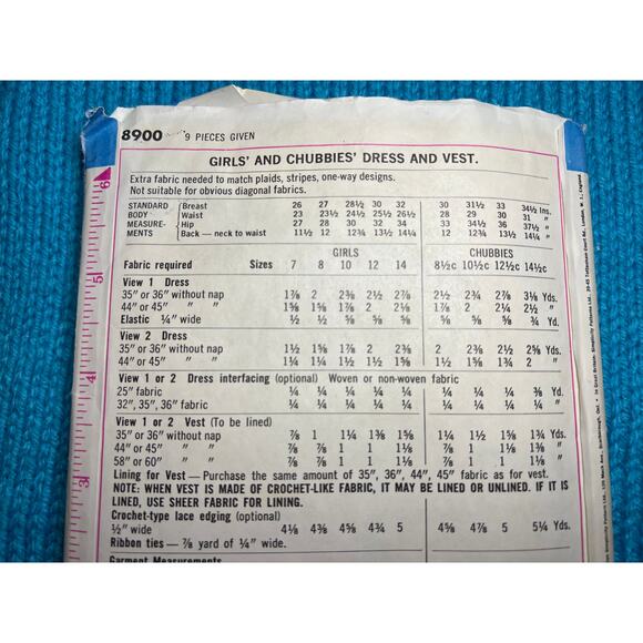 Simplicity 8900 Sewing pattern Girls A line dress vest 1960s size 7 - Picture 4 of 5